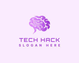 Tech Brain Circuit logo design