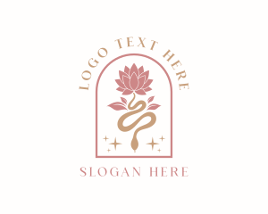 Mystical - Lotus Flower Snake logo design