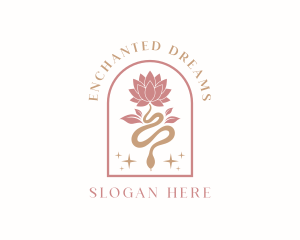 Enchanted - Lotus Flower Snake logo design