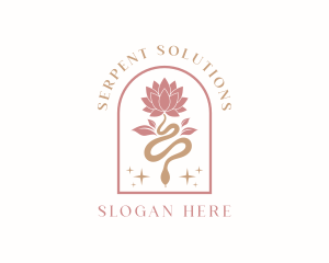 Snake - Lotus Flower Snake logo design