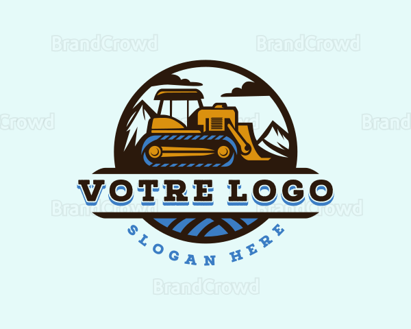 Industrial Bulldozer Construction Logo