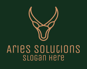 Aries - Gazelle Antler Monoline logo design