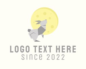 Animal - Moon Rabbit Origami logo design