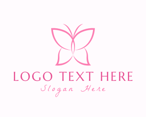 Insect - Pink Beauty Butterfly logo design