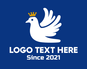 Peace - Dove Crown Bird logo design