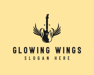 Guitar Wings Rockstar logo design