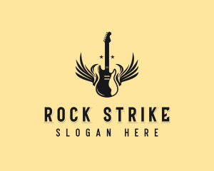 Guitar Wings Rockstar logo design