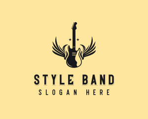 Guitar Wings Rockstar logo design