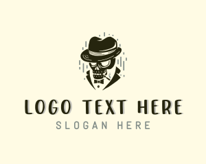 Hat - Skull Gentleman Smoker logo design