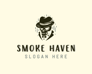 Skull Gentleman Smoker logo design