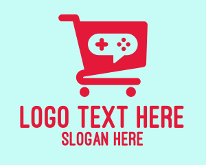 Video Games - Red Gaming Store Cart logo design