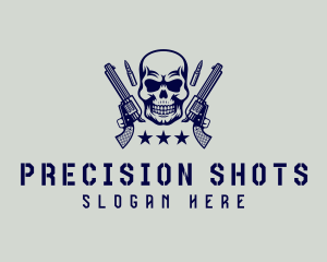 Marksmanship - Skull Military Gun logo design