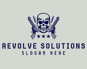 Skull Military Gun  logo design