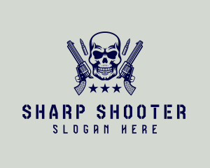 Pistol - Skull Military Gun logo design