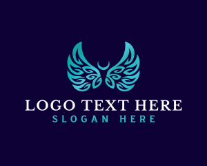 Heavenly Being - Wings Angel Halo logo design