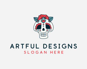 Mexican Calavera Skull logo design