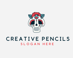 Mexican Calavera Skull logo design