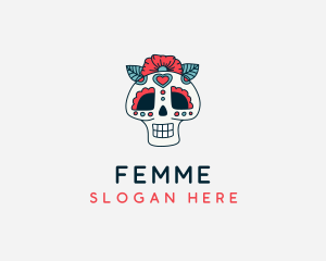 Mexican Calavera Skull logo design