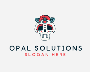 Mexican Calavera Skull logo design