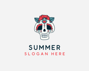 Mexican Calavera Skull logo design