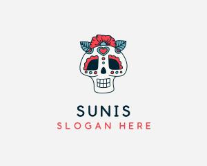 Mexican Calavera Skull logo design