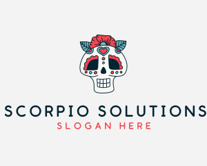 Mexican Calavera Skull logo design