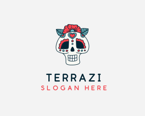 Mexican Calavera Skull logo design