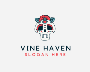 Mexican Calavera Skull logo design