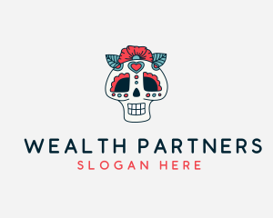 Mexican Calavera Skull logo design