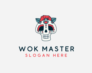 Mexican Calavera Skull logo design