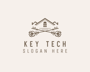 Real Estate Mansion Key logo design