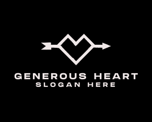 Grunge Geometric Heart Arrow logo design