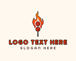 Food Stall - Grill Skewer Kebab logo design