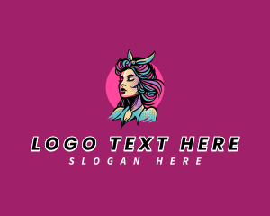 Feminine - Pinup Woman Fashionista logo design