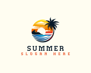 Tropical Palm Tree Island  logo design