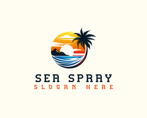 Tropical Palm Tree Island  logo design