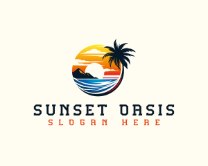 Tropical Palm Tree Island  logo design