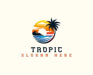 Tropical Palm Tree Island  logo design