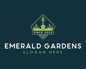 Grass Lawn Care Shovel logo design