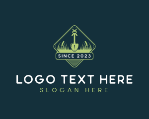 Grass Lawn Care Shovel logo design