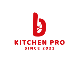 Cookware - Red Knife Letter B logo design