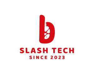 Slash - Red Knife Letter B logo design