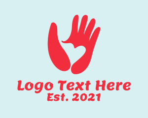 Caregiver - Red Heart Hands logo design