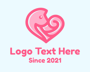 Lovely - Pink Heart Fox logo design