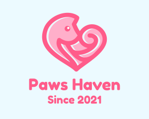 Pink Heart Fox logo design