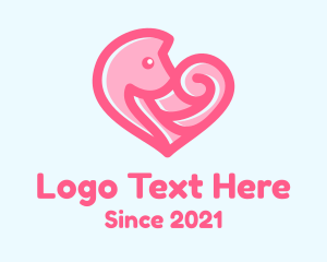 Fox - Pink Heart Fox logo design