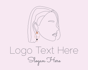Monoline - Woman Earring Jewelry logo design