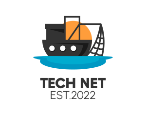Net - Fishing Trawler Ship logo design