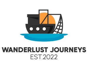 Travelling - Fishing Trawler Ship logo design