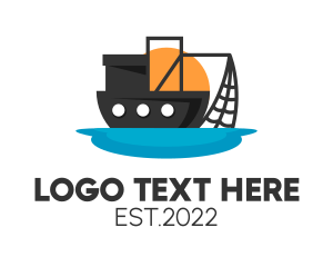 Travelling - Fishing Trawler Ship logo design